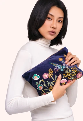 Velvet Zip Pouch -Hedgerow