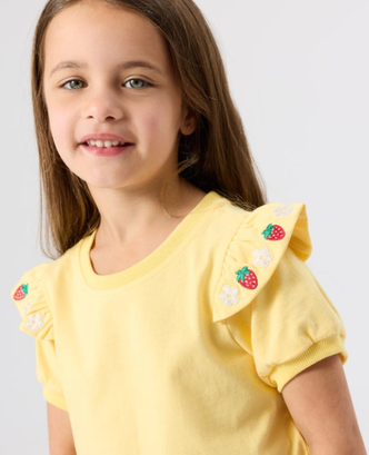 Flounce Shoulder Strawberry Top
