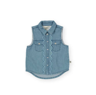 Scallop Edge Chambray Vest