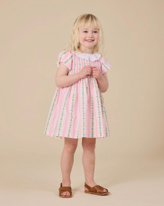 Flo Smocked Dress - Antique Stripe Strawberry