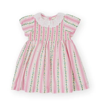 Flo Smocked Dress - Antique Stripe Strawberry