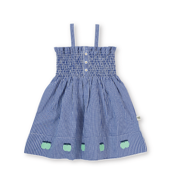 Shirred Gingham Apple Dress