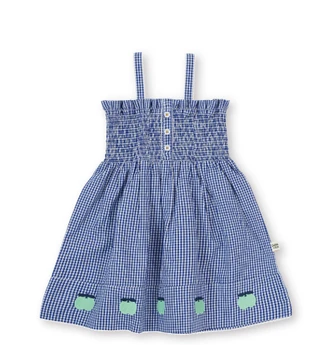 Shirred Gingham Apple Dress