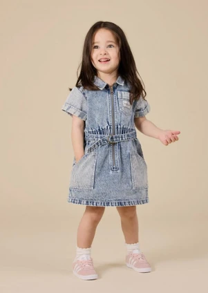 Piper Pinstripe Denim Belted Dress
