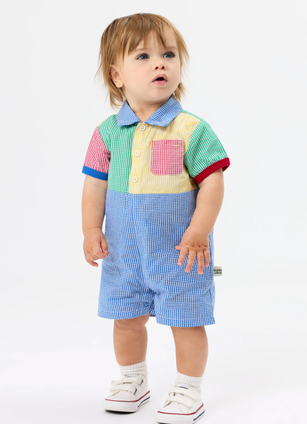 Gingham Colour Block Romper