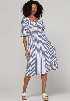Lucia Dress -Ocean Stripe