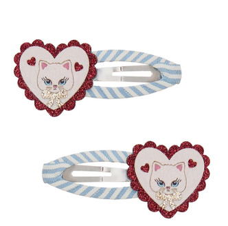 Scallop Heart Clips Blue