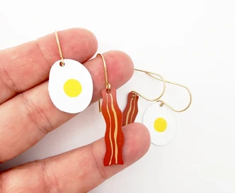 Eggs & Bacon Stacker Earrings