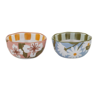 two ceramic, hand painted bowls