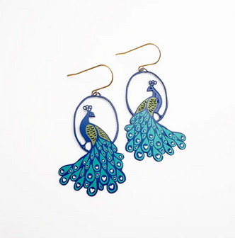 Peacock Earrings in Blue