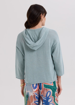 Linen Hoodie LT Cyan LC7765 Linen Hoodie LT Cyan LC7765