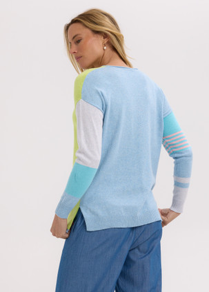 Ladder Stripe V Baby Blue ZP7714