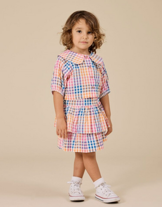 Ria Ruffle skirt - Rainbow Gingham