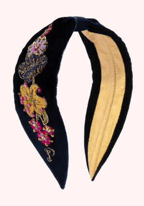Embroidered Velvet Headband  - Posy