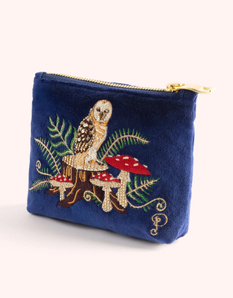 Velvet Mini Pouch - Woodland Owl Velvet Mini Pouch - Woodland Owl