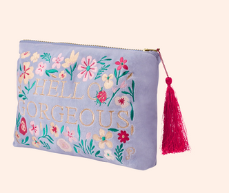 Velvet Zip Pouch - Hello Gorgeous Velvet Zip Pouch - Hello Gorgeous