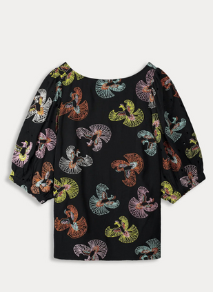 Top - Embroidery Sky Black