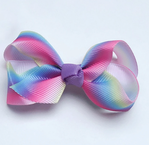 Grosgrain Bow Sml - Rainbow Grosgrain Bow Sml - Rainbow