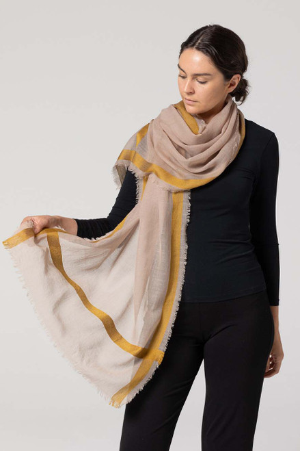 Woven Border Scarf | Clay/Ochre Woven Border Scarf | Clay/Ochre