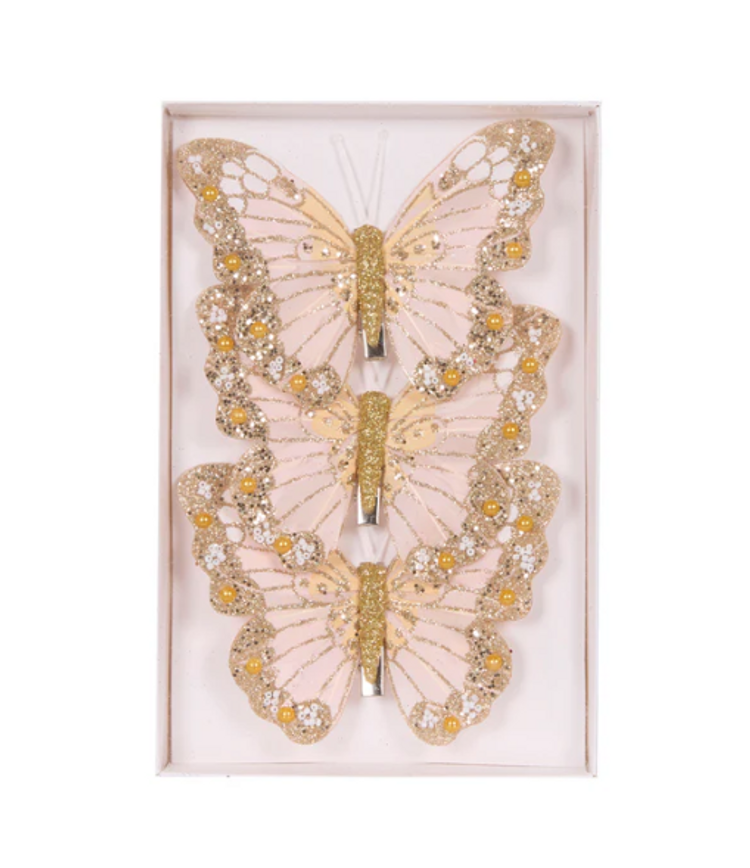 Shimmering Butterfly Pk 3 - Pink & Gold