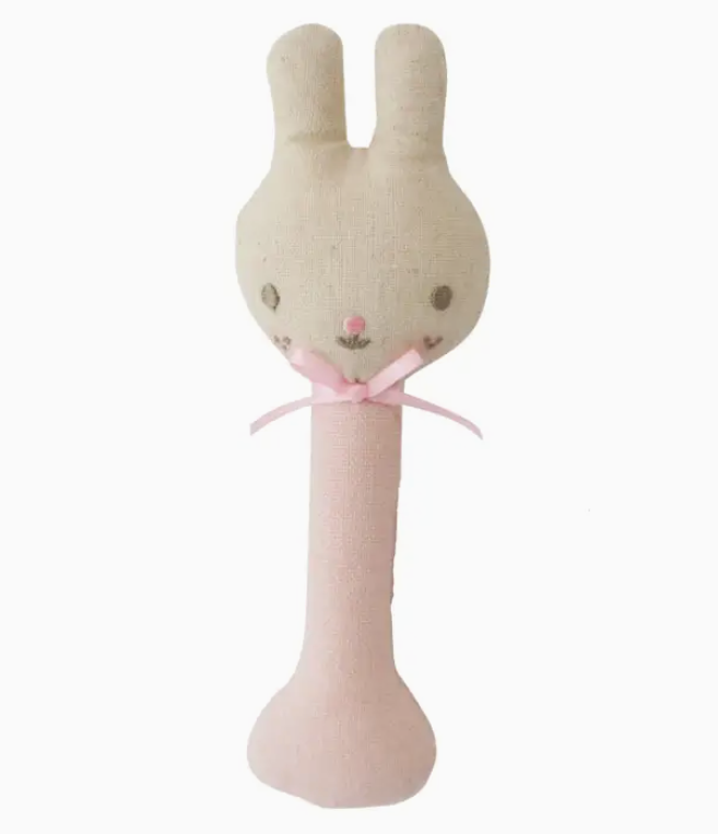Linen Bunny Stick Rattle