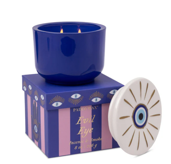 Charmed Evil Eye Ceramic Candle 8oz - Incense & Smoke