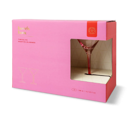The Olive Martini Glass - Set of 2 Blush + Cherry