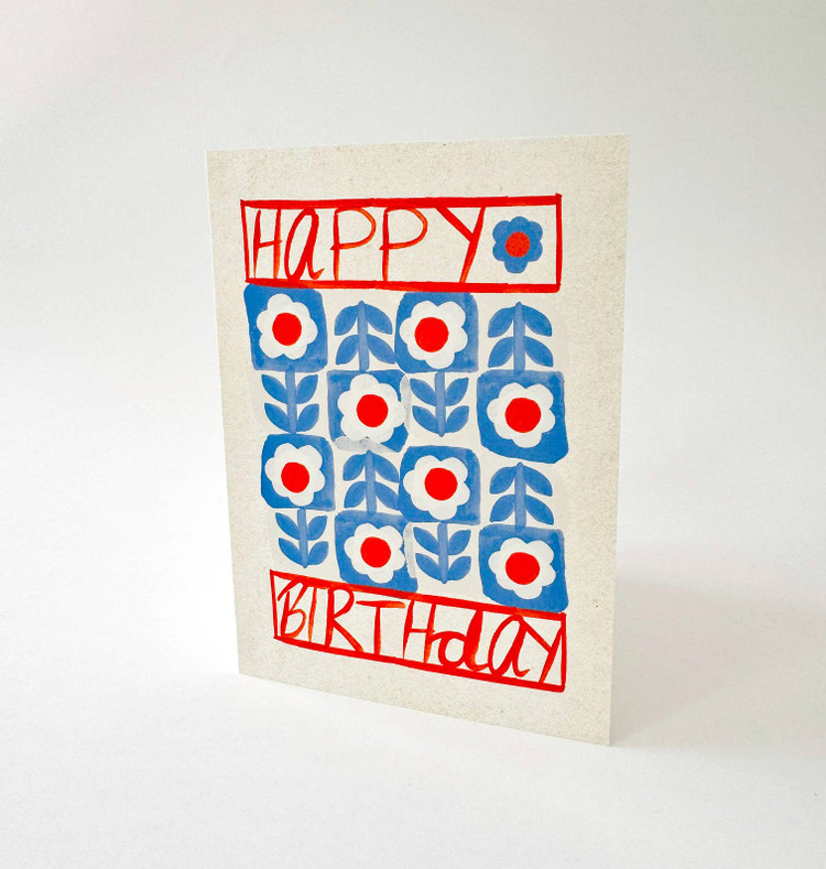 Quilt - HBD 3  Blue Flowers