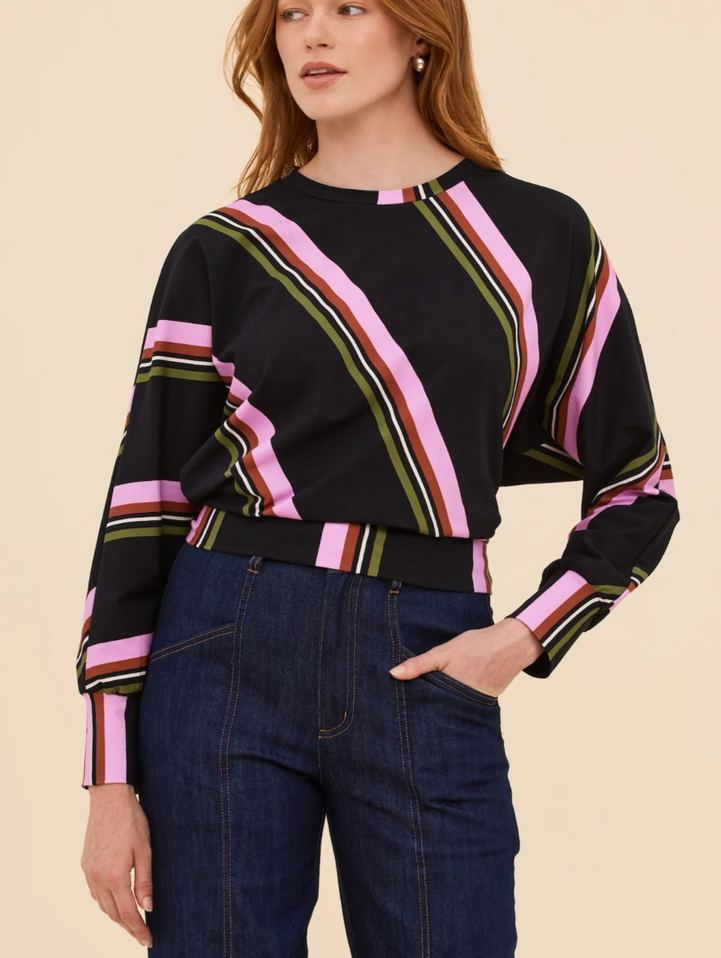 Retro Stripe Batwing Top