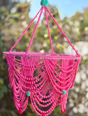 Hot Pink Beads Chandelier Large