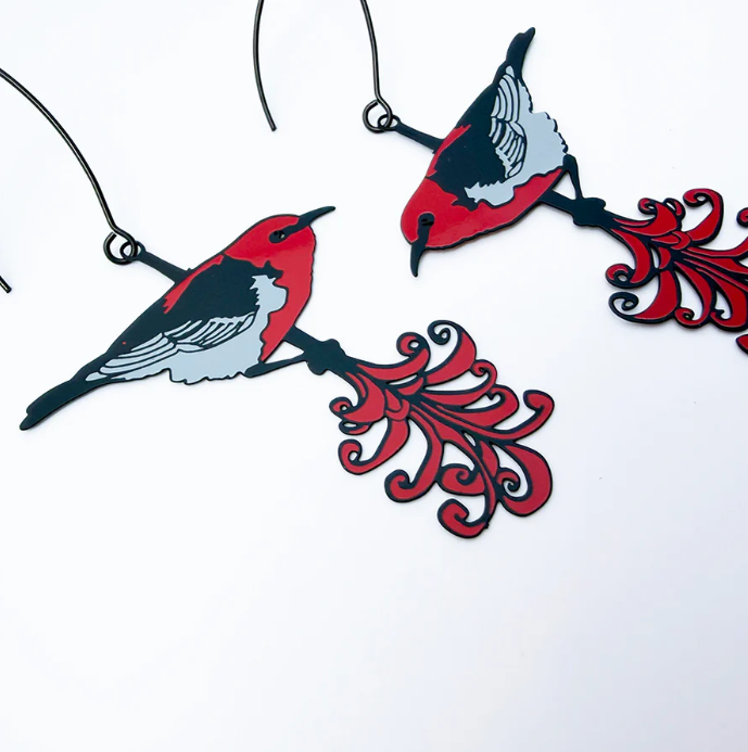 Scarlet Honeyeater Earrings