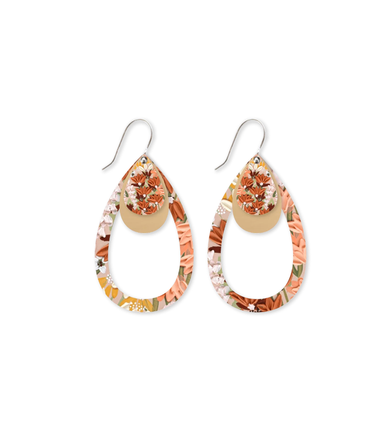 Layered Tear Outline Drop Earrings