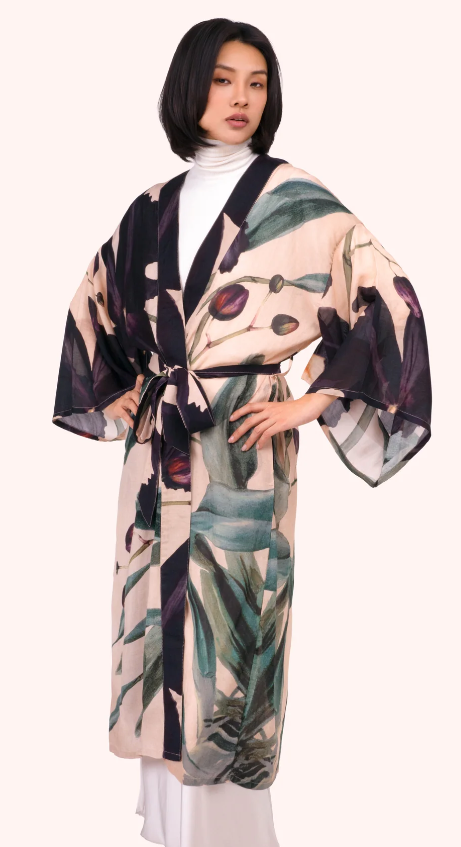 Kimono Gown - Midnight Orchid