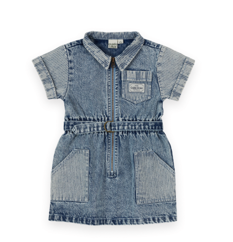 Piper Pinstripe Denim Belted Dress