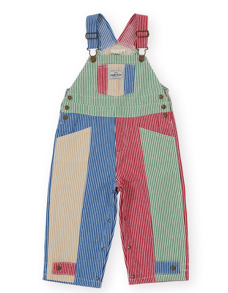 Patchwork Stripe Blake Overalls