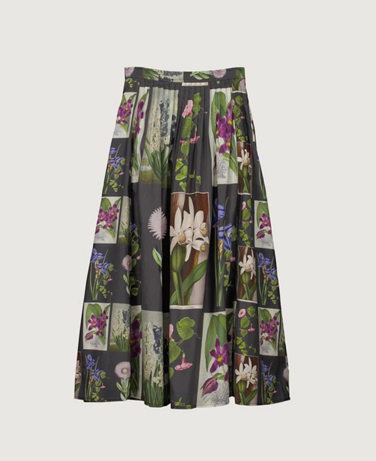 Alma Yoke Skirt - Charcoal Archive Floral