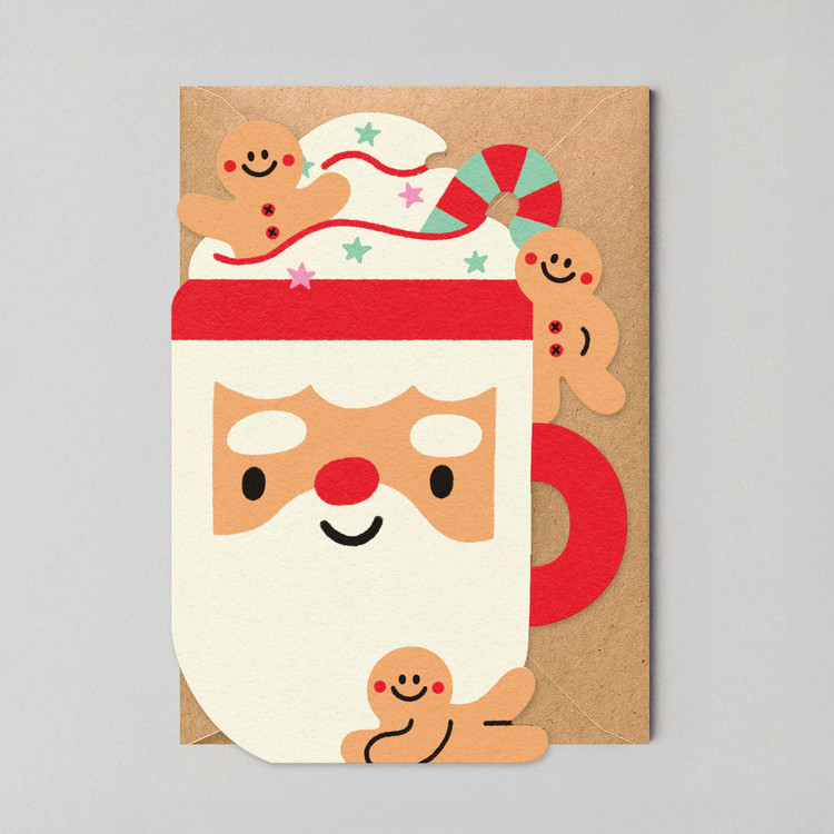 Santa Mug Card | Die Cut Christmas Card | Holiday Card