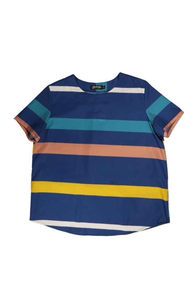 Valencia Stripe Top Navy