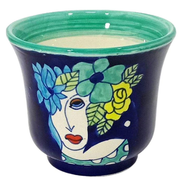 hand painted face pot