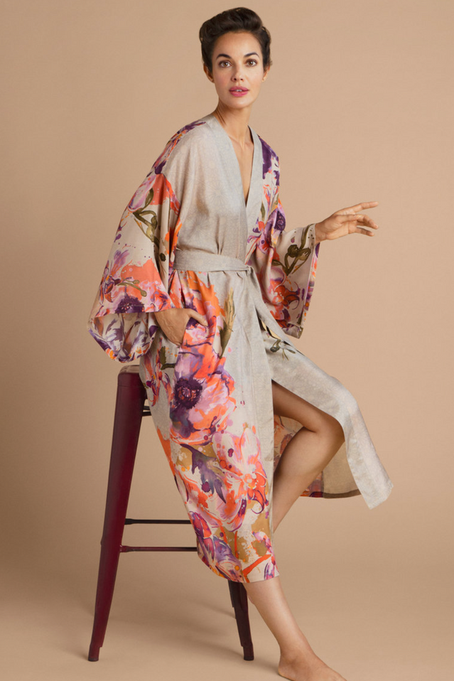 Kimono Gown - Orchid + Iris Coconut