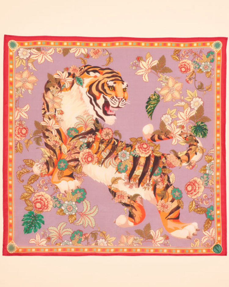 Silk Scarf - Prancing Tiger