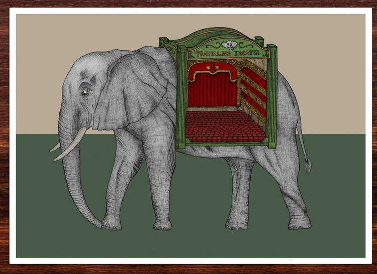 The Elephant Theatre A3 Art Print