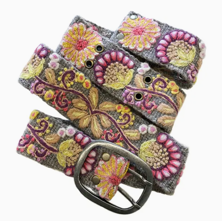 Heather Gray Floral Belt