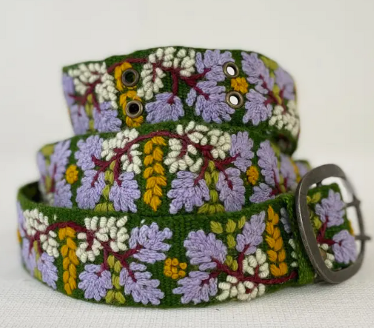 Wisteria Embroidered Wool Belt