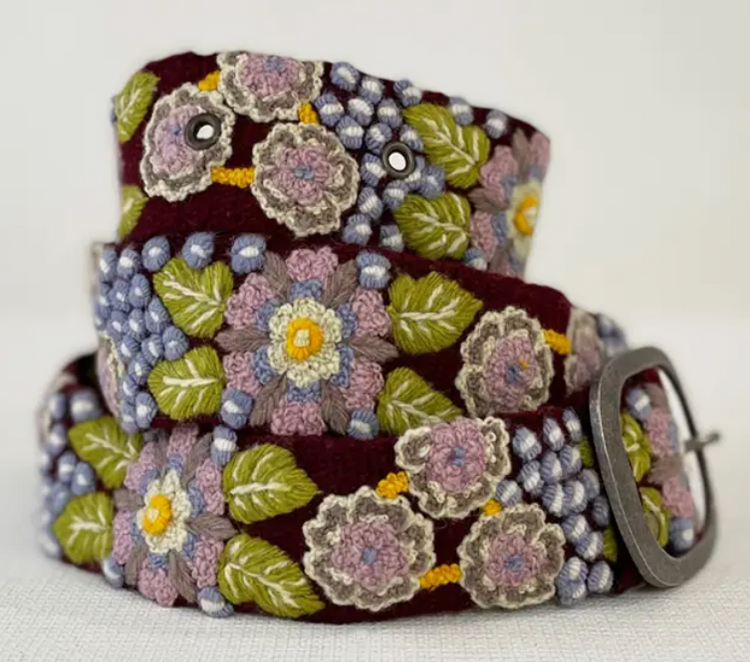 Morning Glory Floral Embroidered Belt