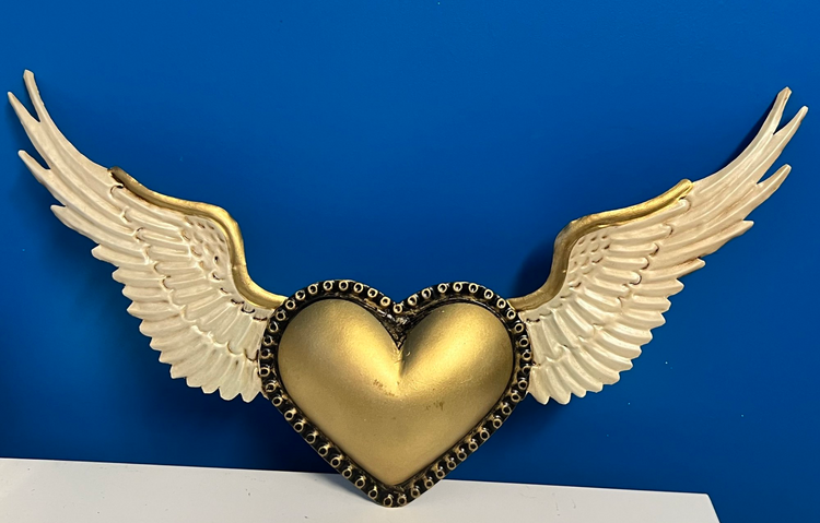 Tin Gold Heart with Wings