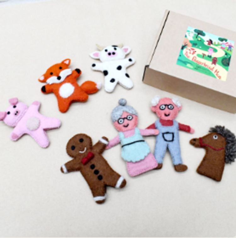 Felt Gingerbread Man Finger Puppets