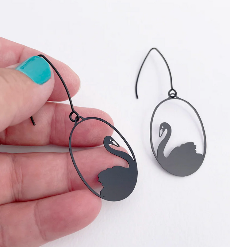 Mini Black Swans Dangles