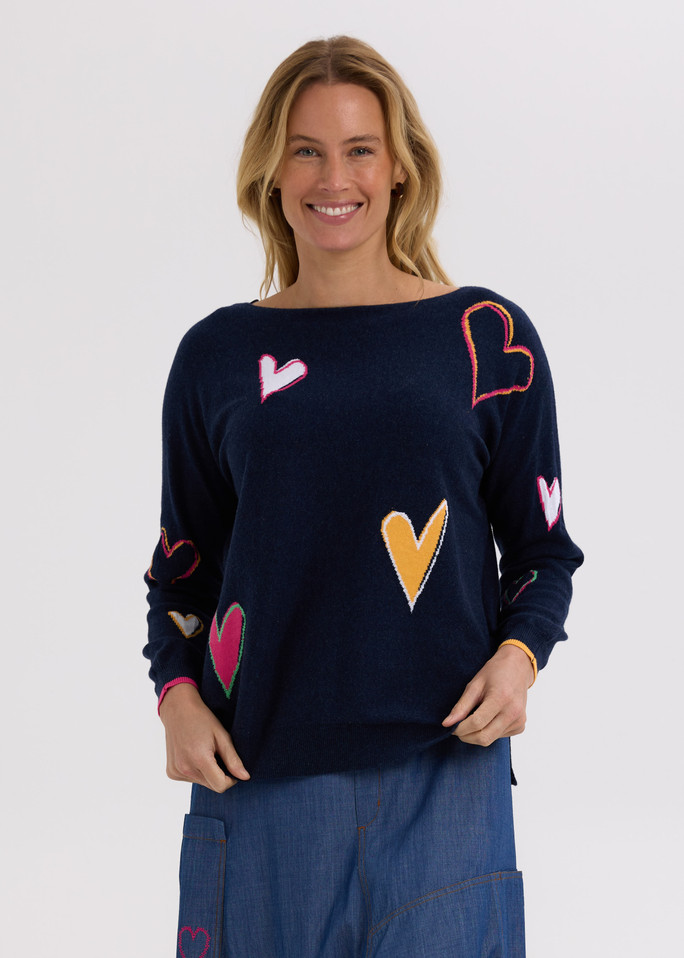 Intarsia Hearts Denim ZP7713