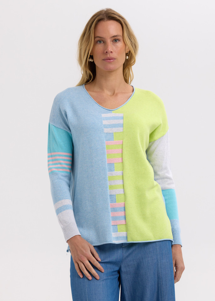 Ladder Stripe V Baby Blue ZP7714